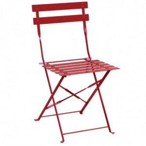 Chaises De Terrasse En Acier - Rouges - Lot De 2 - Bolero - Fourniresto