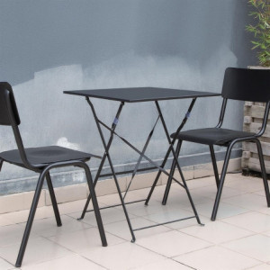 Square Black Steel Terrace Table - 600 mm - Bolero - Fourniresto