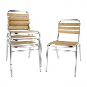 Bistrostühle aus Esche und Aluminium - 4er-Set - Bolero - Fourniresto