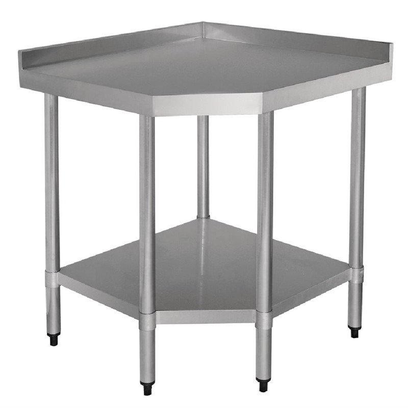 Stainless Steel Corner Table - L 900 x 700mm - Vogue