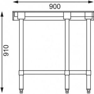 Ecktisch aus Edelstahl-L 900 x 700mm - Vogue