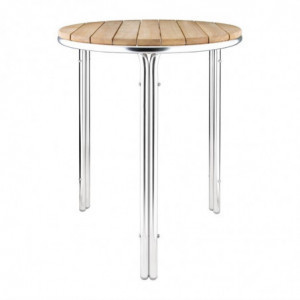 Runder Tisch aus Eschenholz und Aluminium 600mm - Bolero - Fourniresto
