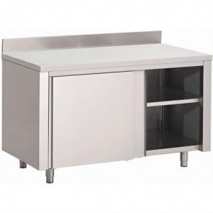 Meuble en Inox Avec Portes Coulissantes et Dosseret-L 1200 x P 700mm- Gastro M