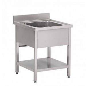 Edelstahl-Tauchbecken mit unterem Regal 1 Becken-L 700 x T 700mm - Gastro M