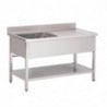Stainless Steel Sink With Lower Shelf 1 Left Basin-L 1200 x D 700 mm - Gastro M