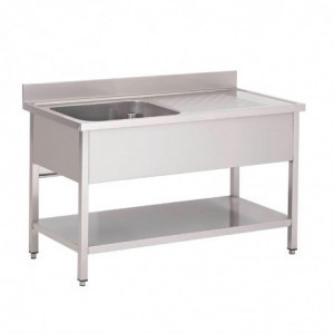 Edelstahlspüle mit unterem Regal 1 Becken links - L 1600 x T 700mm - Gastro M