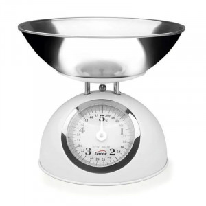 Mechanische Retro-Waage Weiß mit Edelstahlplatte - Tragkraft 5 kg - Lacor