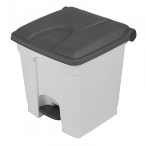 Mülleimer mit Pedal Weiß und Grau - 45 L