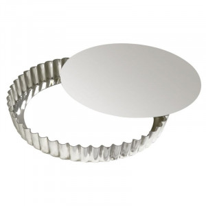 Fluted Round Tart Pan with Removable Bottom - Tinplate - Ø 280 mm - TELLIER