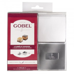 Cadre à Pâtisserie Carré en Inox avec Poussoir - 70 x 70 mm - Lot de 4