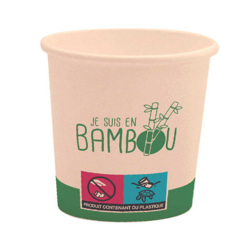 Bio-Becher "Ich bin aus Bambus" - 10 cl - Packung mit 50