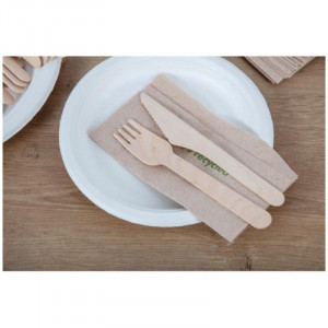 Biodegradable Wooden Fork 155 mm - Pack of 100 - Fiesta Green - Fourniresto