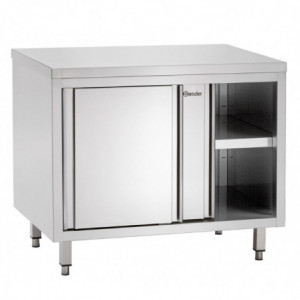 Stainless Steel Cabinet with Sliding Doors and Shelf - L 1000 mm