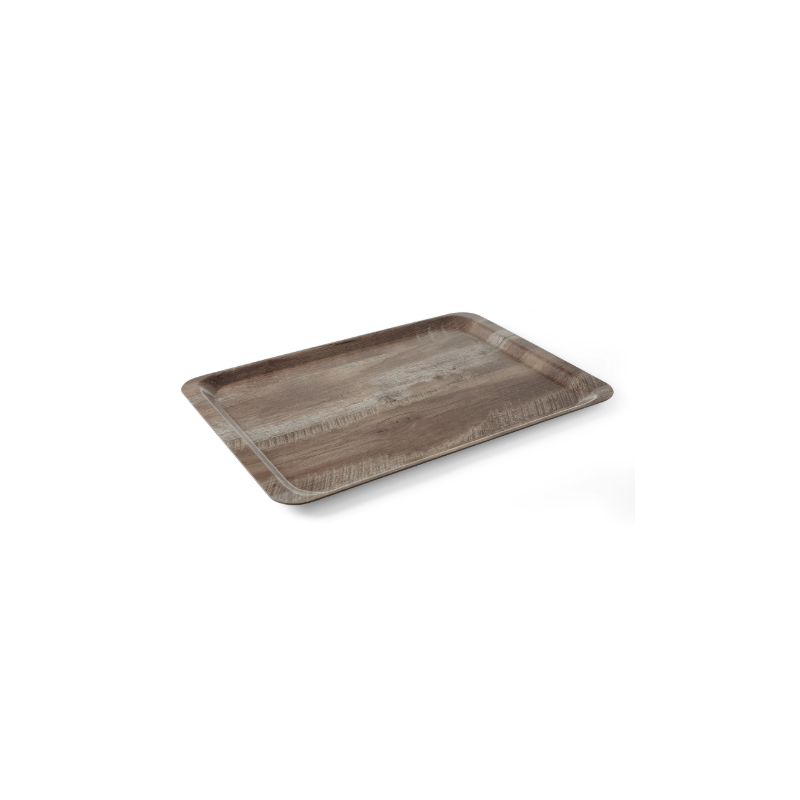 Melamine Printed Dark Wood Service Tray - 530 x 370 mm