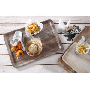 Melamine Printed Dark Wood Service Tray - 530 x 370 mm