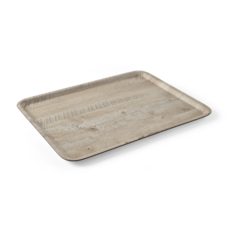 Plateau de Service en Mélamine Imprimé Bois Clair - 430 x 330 mm