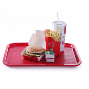 Rechteckiges Tablett Fast Food - Kleines Modell 265 x 345 mm - Rot