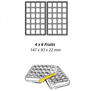 Professionelles Waffeleisen mit 90° Öffnung - 4 x 6 Früchte
