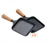 Set of 6 Rectangular Wooden Raclette Pans