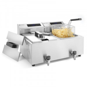 Fritteuse Profi Line mit digitalem Ablasshahn - 2 x 8 l - Marke HENDI - Fourniresto