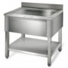 Spülbecken 1 Becken mit Rückwand und Regal - L 600 x T 700 mm - Dynasteel