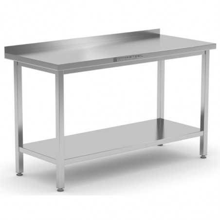 Table Inox avec Dosseret et Etagère - Qualité Dynasteel