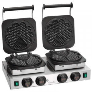 Professional Double Waffle Maker - 2 x 5 Heart-shaped Waffles - Bartscher