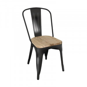 Schwarzer Stahlstuhl mit Holzsitz - 4er-Set - Bolero