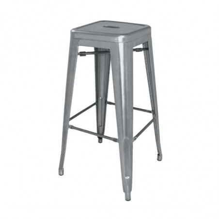 High Galvanized Steel Metallic Grey Stools - Set of 4 - Bolero