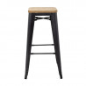 Hoher Bistrohocker aus grauem Stahl mit Holzsitz - 4er-Set - Bolero