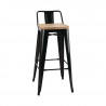Hohe Hocker mit Rückenlehne und Sitz aus Holz – Schwarz - 4er-Set - Bolero