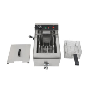 Professionelle Fritteuse 13L mit Ablass aus Edelstahl - Dynasteel