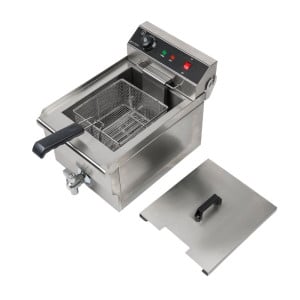 Professionelle Fritteuse 13L mit Ablass aus Edelstahl - Dynasteel