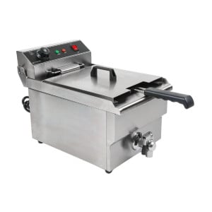 Professional Deep Fryer 13 L 3000 W with Drain - Stainless Steel
