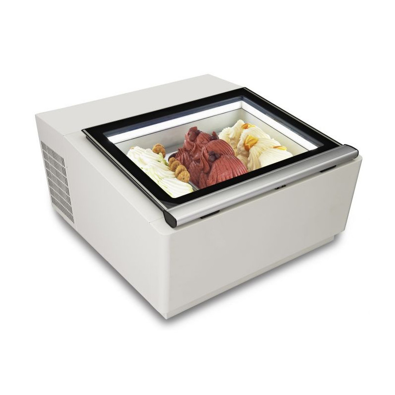 White Countertop Ice Cream Display - Static - 3 x 5 L - CombiSteel