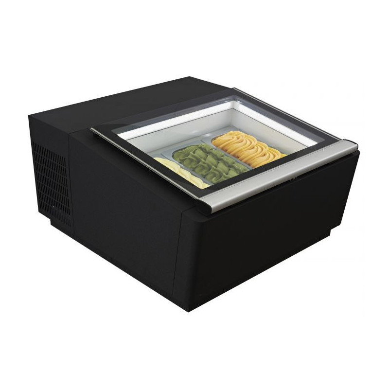 Schwarze Tisch-Eisvitrine - Statisch - 3 x 5 L - CombiSteel