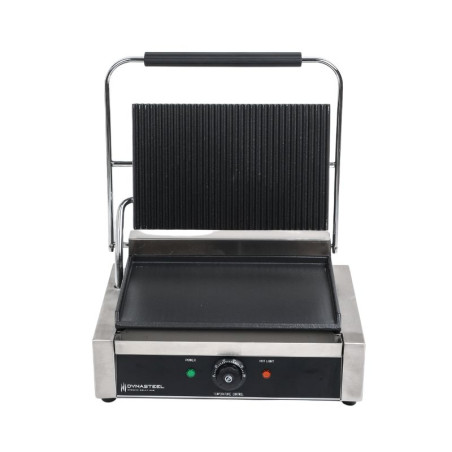 Grill Panini Grande Surface Rainurée/Lisse Dynasteel - Cuisson professionnelle parfaite pour restaurants et snacks