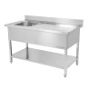 Sink 1 Bowl with backsplash and shelf - W 1400 x D 700 mm | Dynasteel