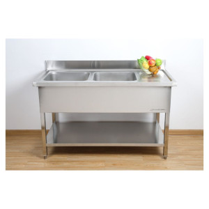 Dive 2 Tubs with Backsplash and Shelf - Sturdy and functional | Dynasteel