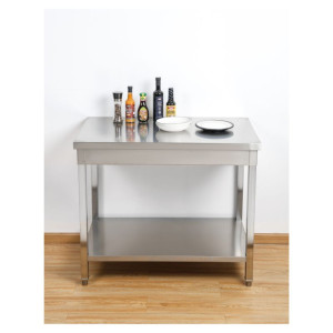 Stainless Steel Table with Shelf - D 600 mm - L 1200 mm - Dynasteel