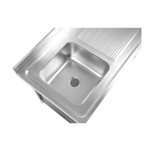 Spülbecken 1 Becken mit Rückwand und Regal - L 1200 x T 700 mm | Dynasteel