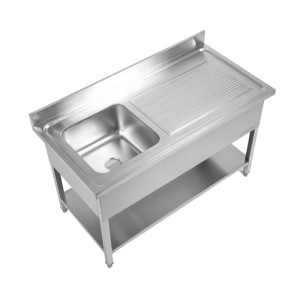 Spülbecken 1 Becken mit Rückwand und Regal - L 1200 x T 700 mm | Dynasteel