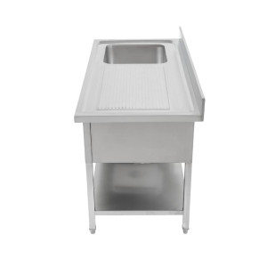 Spülbecken 1 Becken mit Rückwand und Regal - L 1200 x T 700 mm | Dynasteel