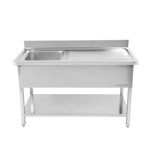 Spülbecken 1 Becken mit Rückwand und Regal - L 1200 x T 700 mm | Dynasteel