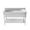 Spülbecken 1 Becken mit Rückwand und Regal - L 1200 x T 700 mm | Dynasteel