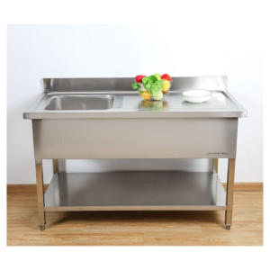 Sink 1 Basin with Backsplash and Lower Shelf - L 1000 x D 600 mm - Dynasteel