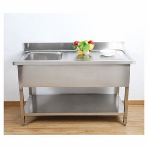 Spülbecken 1 Becken mit Rückwand und Unterregal - L 1000 x T 600 mm - Dynasteel