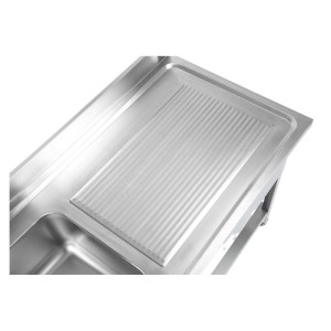 Edelstahlspüle 1 Becken Abtropffläche rechts - L 1000 x T 600 mm