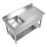 Spülbecken 1 Becken mit Rückwand und Regal - L 1200 x T 600 mm - Dynasteel
