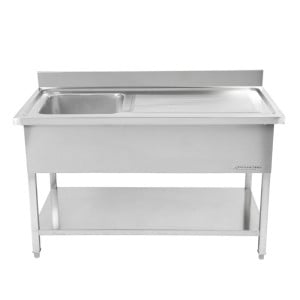 Stainless Steel Sink 1 Bowl 1200x600 mm, Right Drainer, Backsplash
